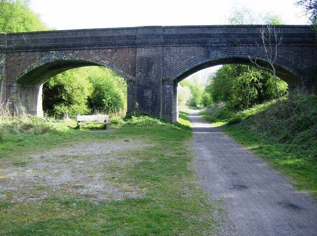 Bridge on Brampton Valley Way This clearly shows the original use of what is now the Brampton Valley Way. The former Market Harborough to Northampton railway line looks as though it may have had four tracks at this point.