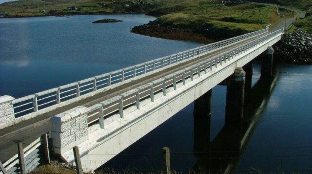 Bridge over the Atlantic Built in 1953. This view is from Bearnaraigh looking over to Lewis.