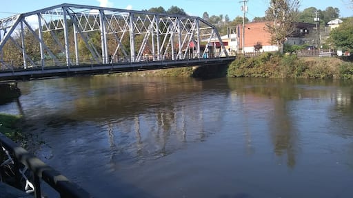 View from the coffee shop on the deck. Live music and a beautiful October day.