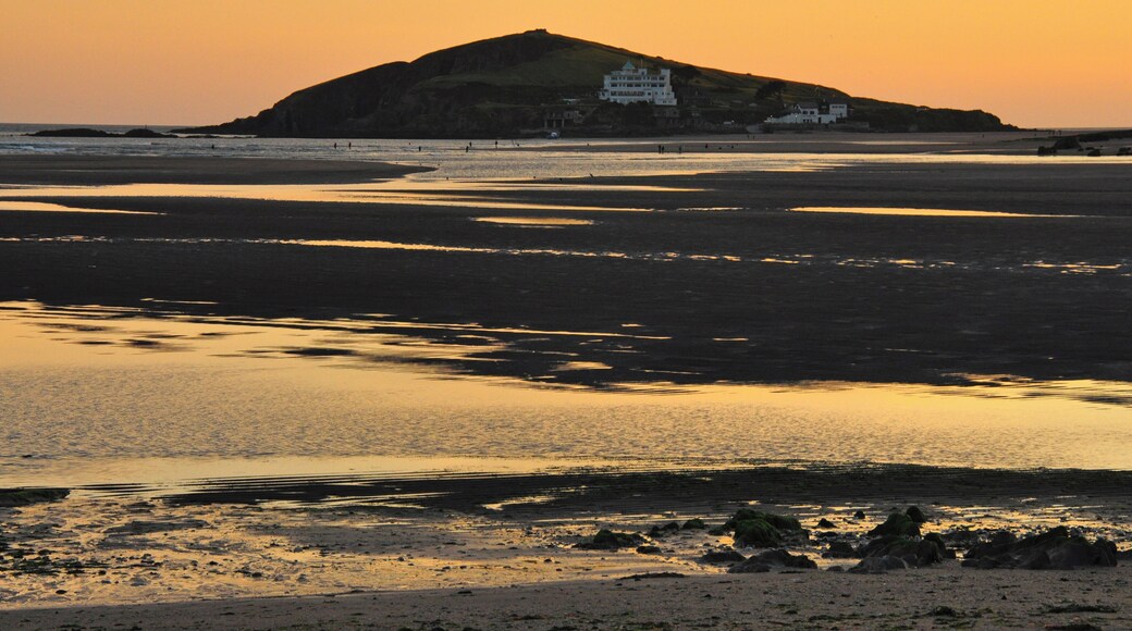 Burgh Island, Bigbury, Devon at sunset - viewed from Bantham across the Avon Estuary