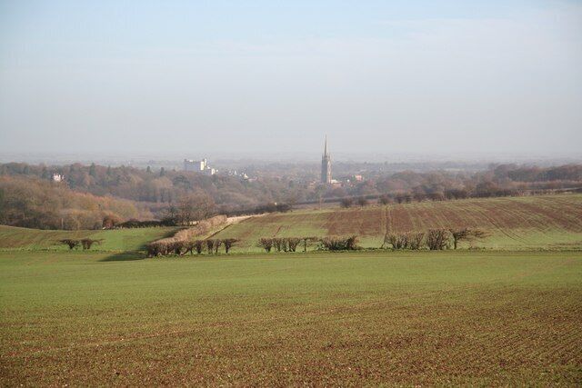 View to Louth. View from Hallington towards Louth with the disused ABM Maltkiln 515580 and St.James' church 71134 prominent landmarks