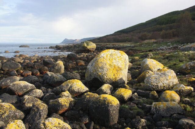 Corrie coastline This rocky coastline is south of Corrie Hotel.