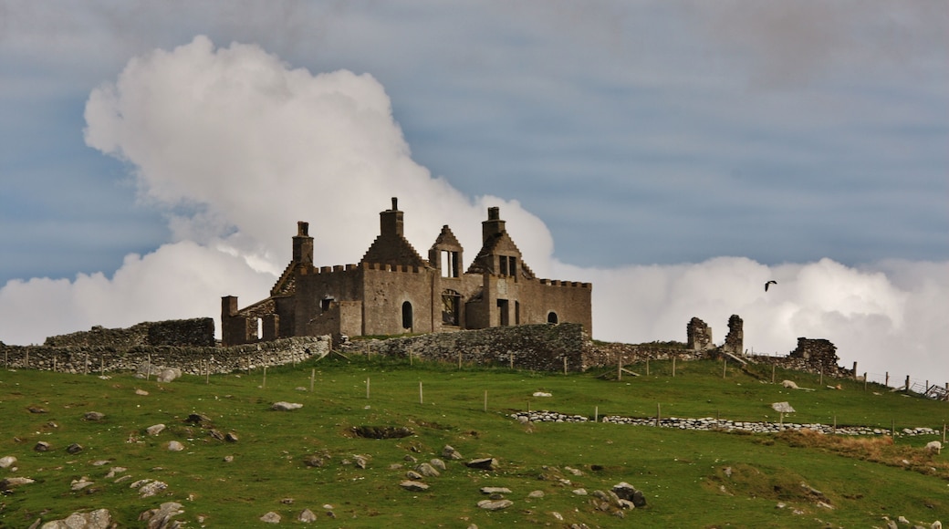 The haunted house of Windhouse stands out on the hilltop on the island of Yell