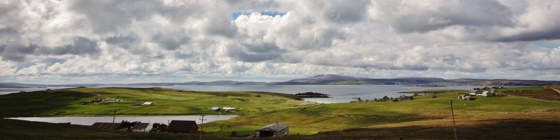 Looking out over Yellsound to the north mainland of Shetland.