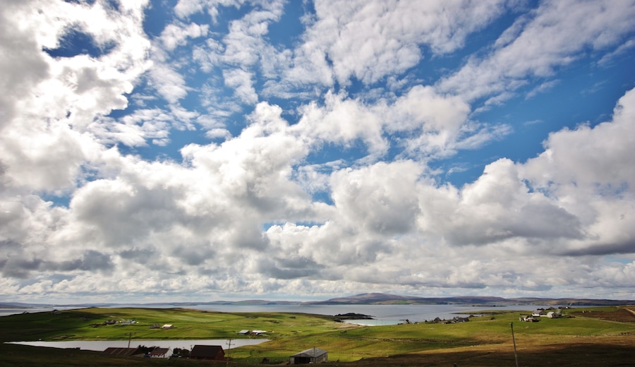 Looking out over Yellsound to the north mainland of Shetland.