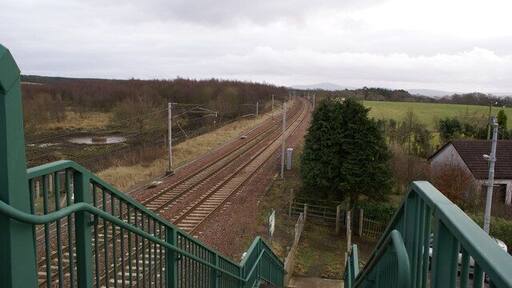 Fiddler's Grill View looking south-east along the main West-Coast electrified railway.