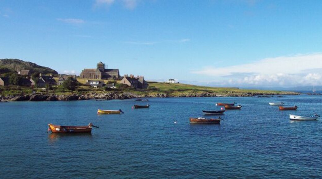 Sound of Iona. Sound of Iona from the Fionnphort to Iona Ferry. The abbey on Iona is in the background.