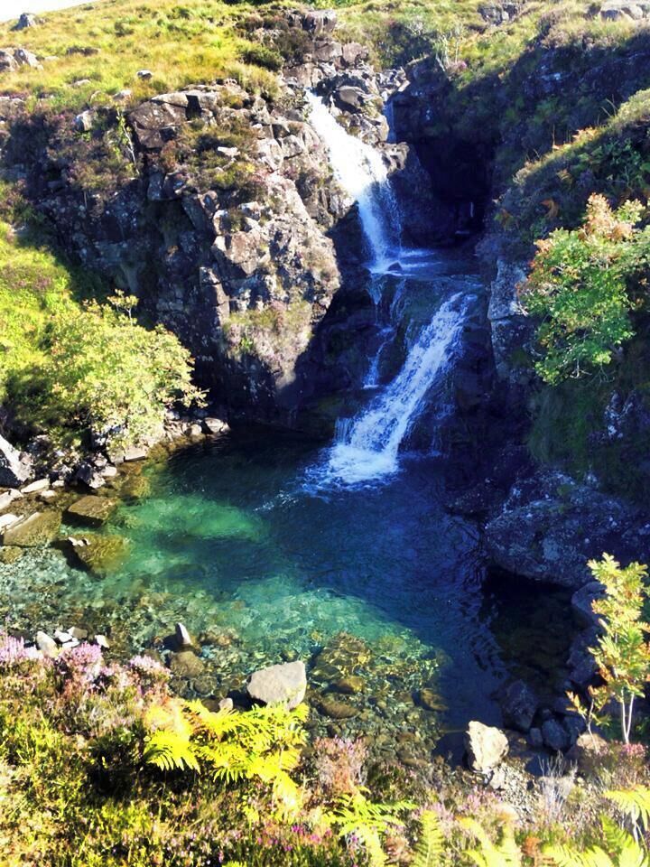 Glenbrittle Fairy Pools on the Isle of Skye. Stunning off the road tourist attraction. The water is so clear you can drink it! If you have the time, take some food and do a small hike to the base of the mountain range looming in the backgroud.