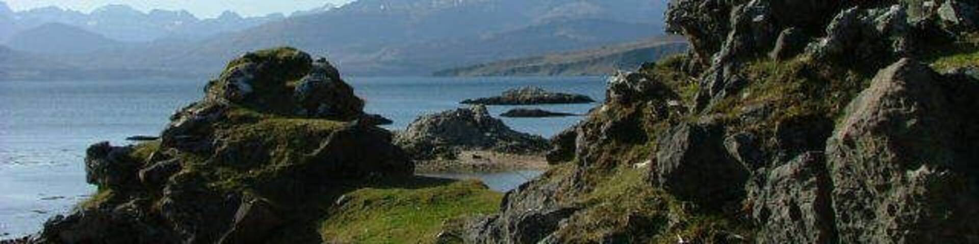 Rocks at Ord Looking over Loch Eishort towards the Black Cuillin.