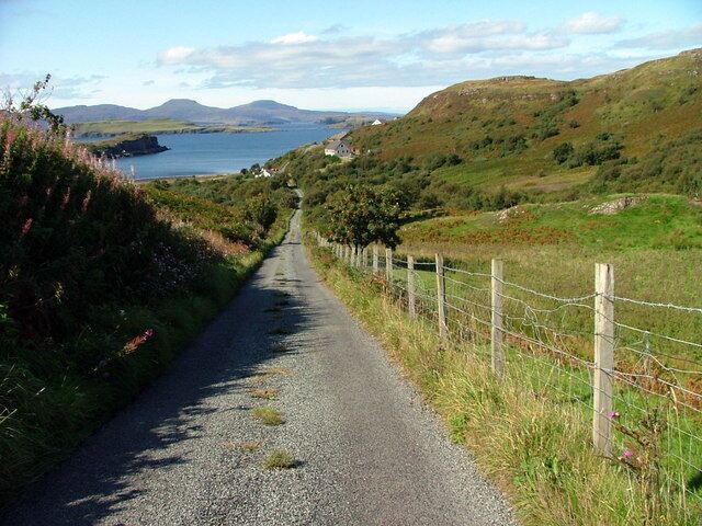 Road to Ardtrek Fiskavaig Bay is on the left.