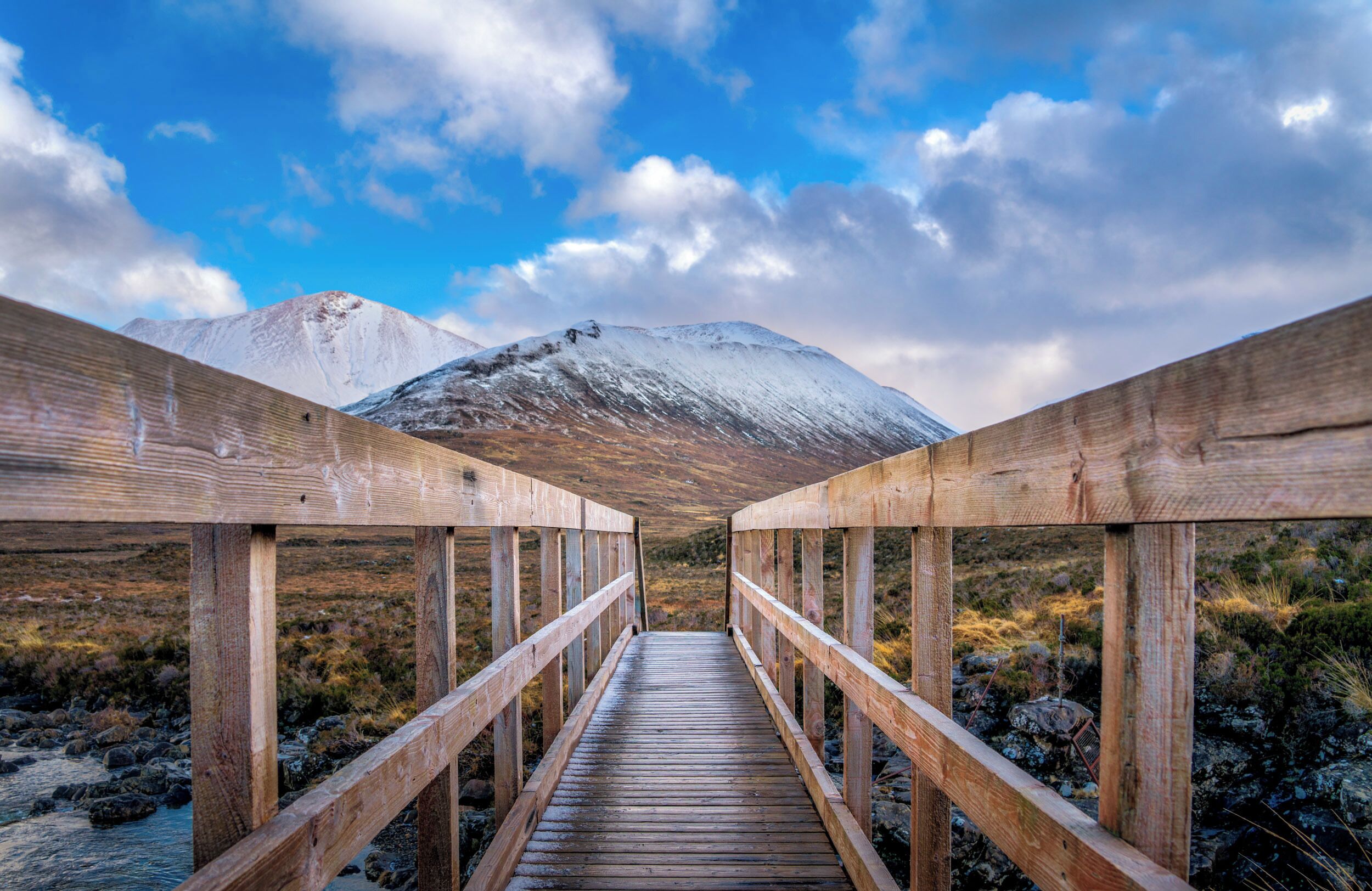 Sligachan river is a beautiful place to get a lot's of great pictures. Start by seeing the Sligachan's old bridge and keep the stream up towards the mountains. Just before you get to the Sligachan falls, you'll see the wooden bridge and here is a picture from there. #Perspectives
