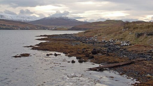 East side of Aird Point Looking from east of the point at Aird, Bernisdale, towards Loch Eyre, with Kensaleyre in the distance.