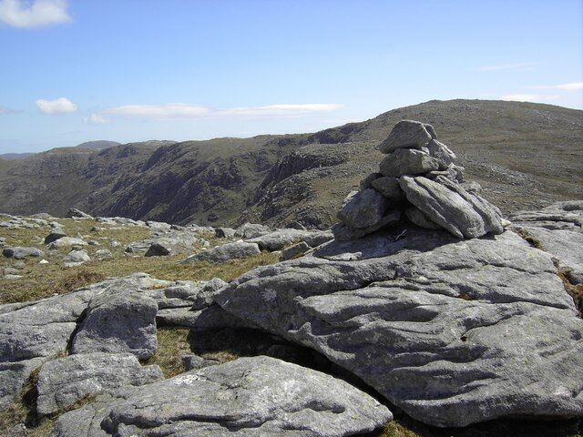 Summit cairn on Gillaval Dubh The cairn on Gillaval Dubh looking towards Gillial Glas.
