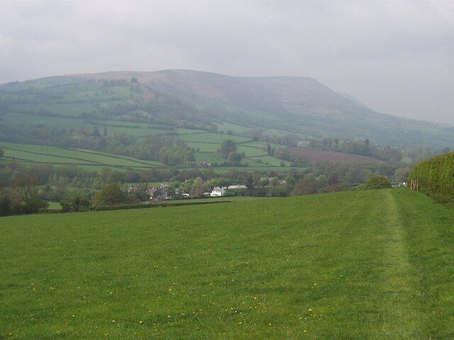 Offa's Dyke Path approaching Pandy. Approaching Pandy on the National Trail from the South. The Black Mountains beckon beyond, so this is a vital staging post and refuelling stop