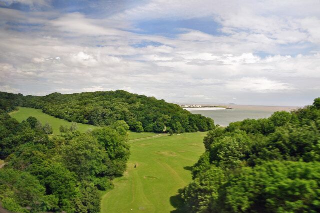 Porthkerry Park from a train on the viaduct