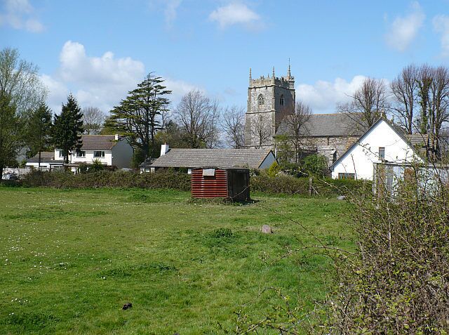 Outskirts of Peterstone Wentlooge View of St Peter's Church from the footpath leading to the sea wall.
