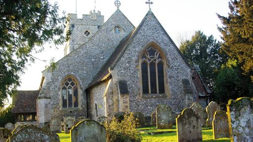 St Nicholas' parish church, Middleton, Longparish, Hampshire, seen from the east