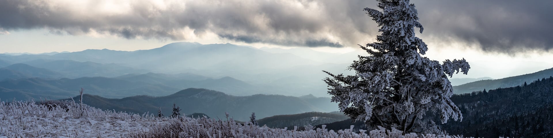 Sunset after a snow on Roan Mountain via the Appalachian Trail.