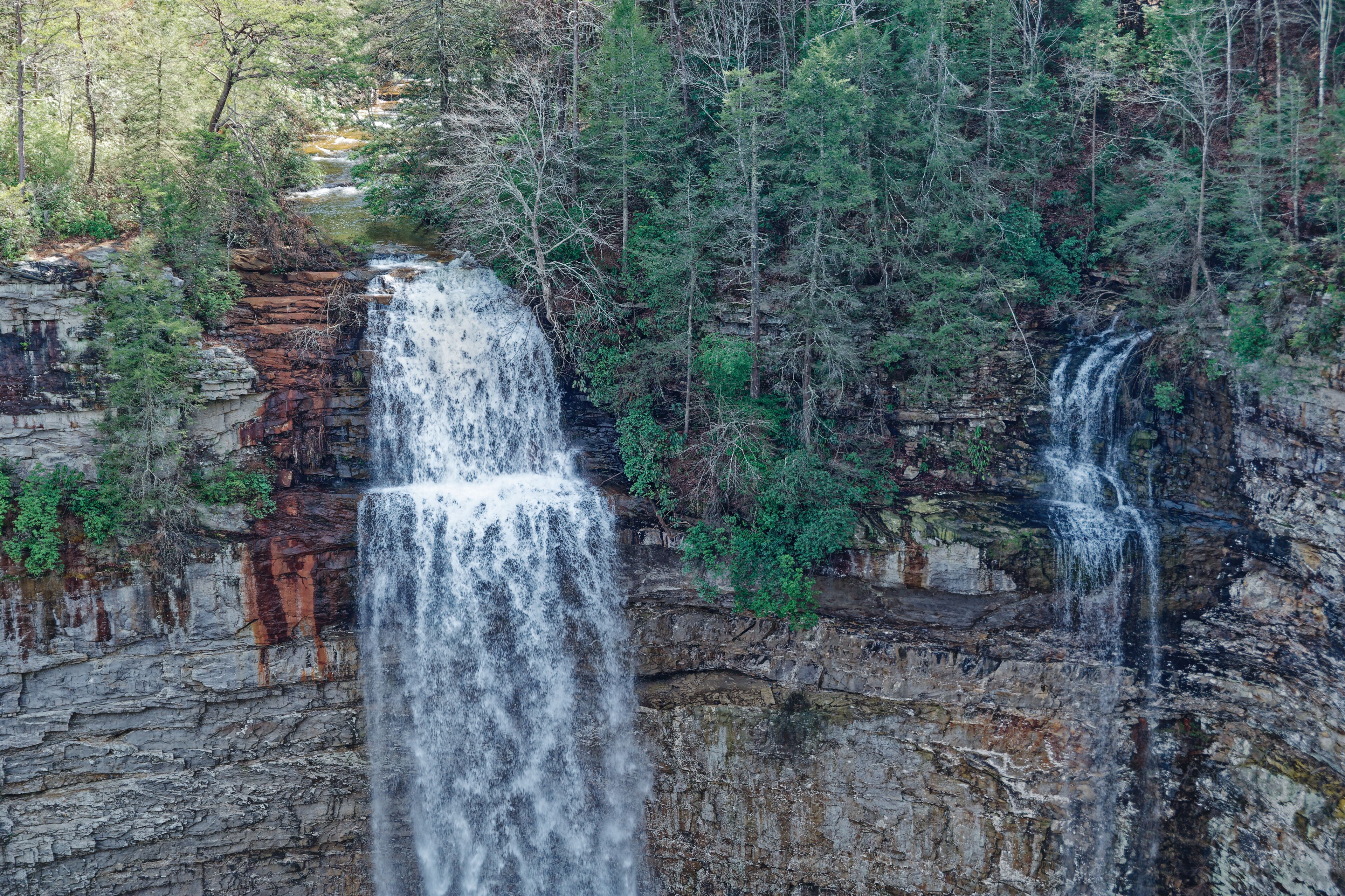 Waterfalls at Fall creek falls in Tennessee closeup view