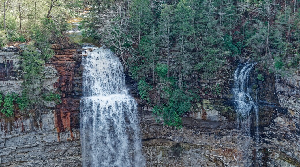 Waterfalls at Fall creek falls in Tennessee closeup view