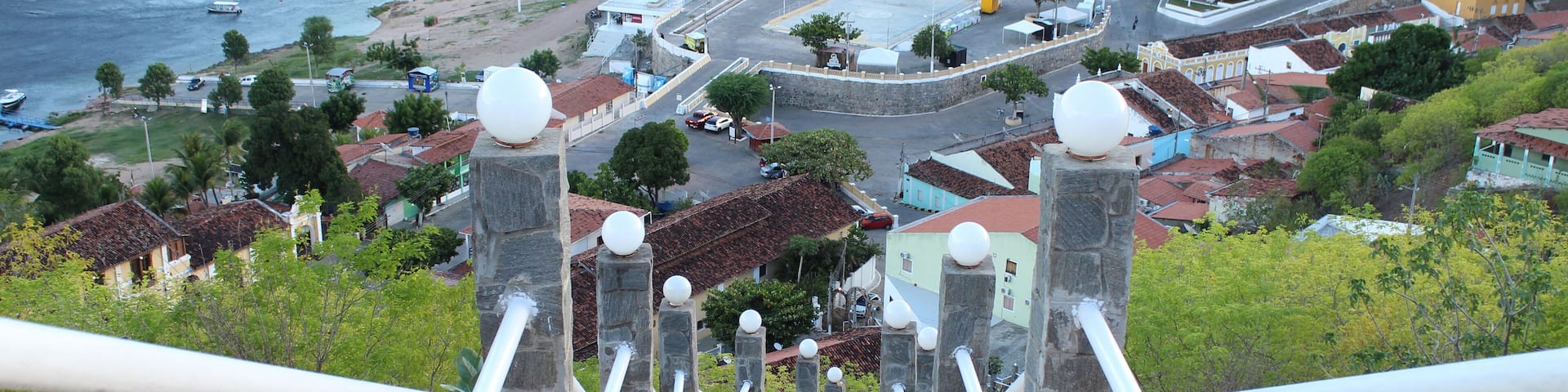 Staircase overlooking the historic city of Piranhas and São Francisco river in Alagoas, Brazil.