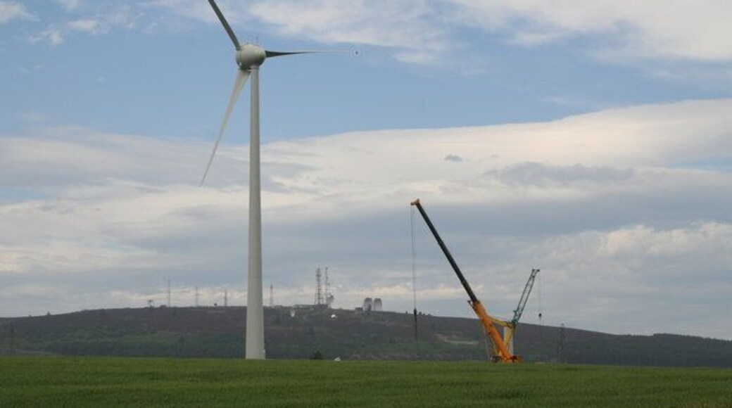 Wind Turbine The first of two wind generators. Mormond Hill in the background.