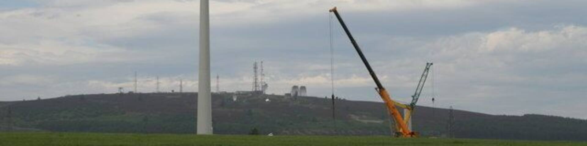 Wind Turbine The first of two wind generators. Mormond Hill in the background.
