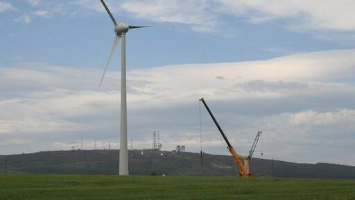 Wind Turbine The first of two wind generators. Mormond Hill in the background.