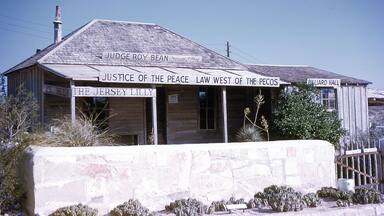 Judge Roy Bean's courthouse/saloon in Langtry, Texas, about 1954