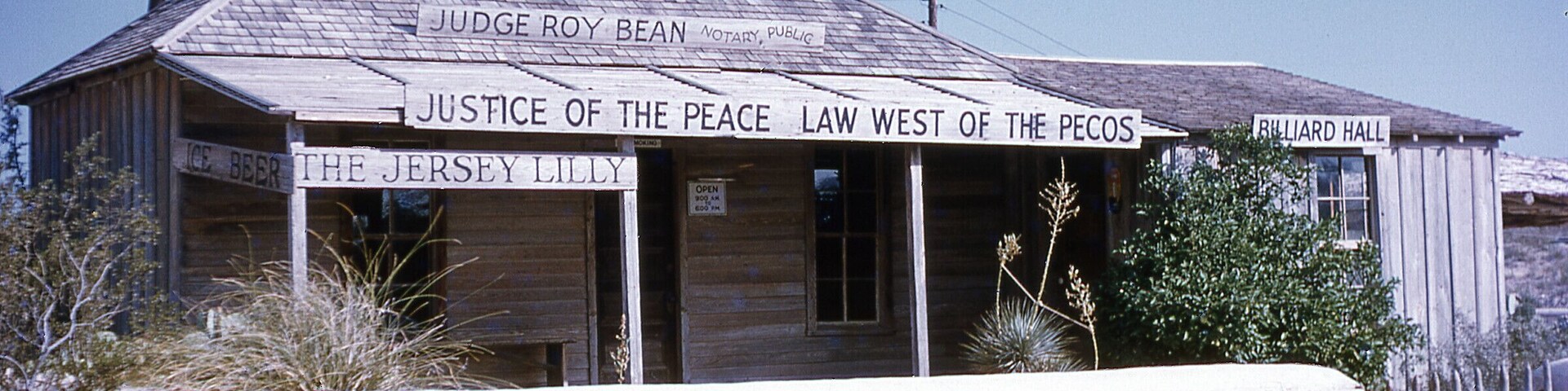 Judge Roy Bean's courthouse/saloon in Langtry, Texas, about 1954