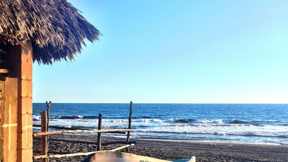 Palapa roofs & black sands