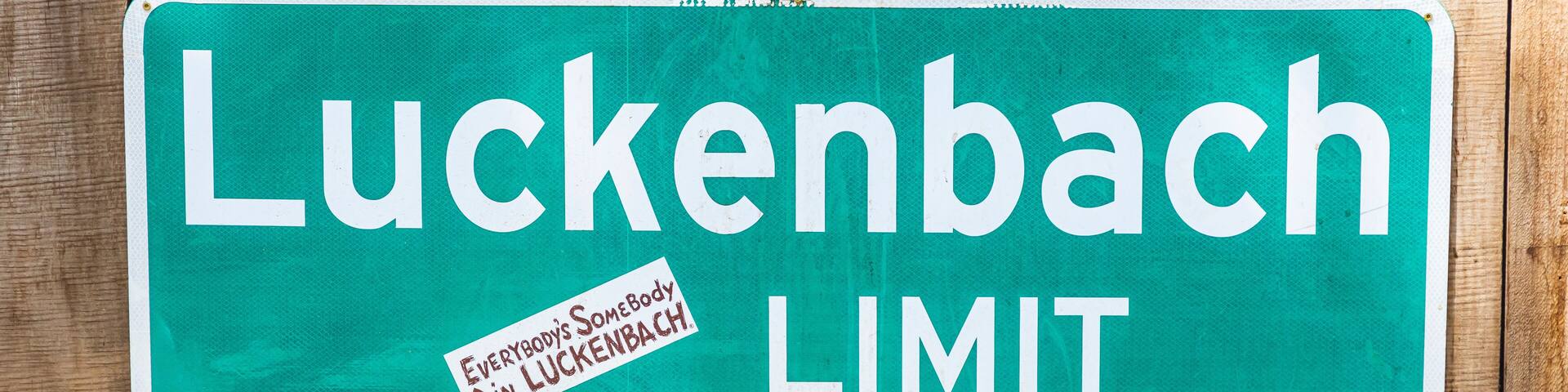 Luckenbach, Texas, USA. Population sign in Luckenbach, Texas. (Editorial Use Only)