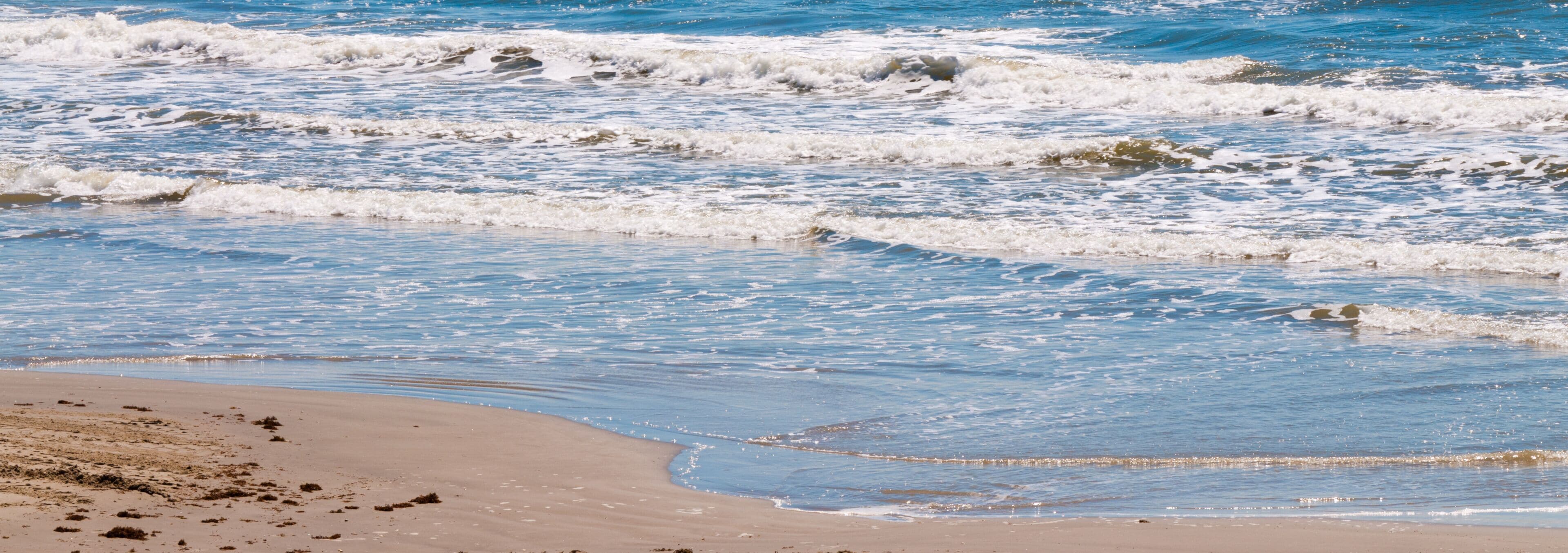 Panorama Ocean Waves and Tropical Sandy Beach
