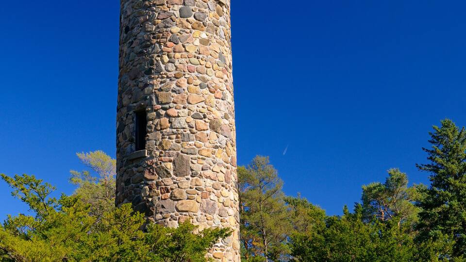 Historic fieldstone Monument the Woodbridge War Memorial Tower in Vaughan Ontario