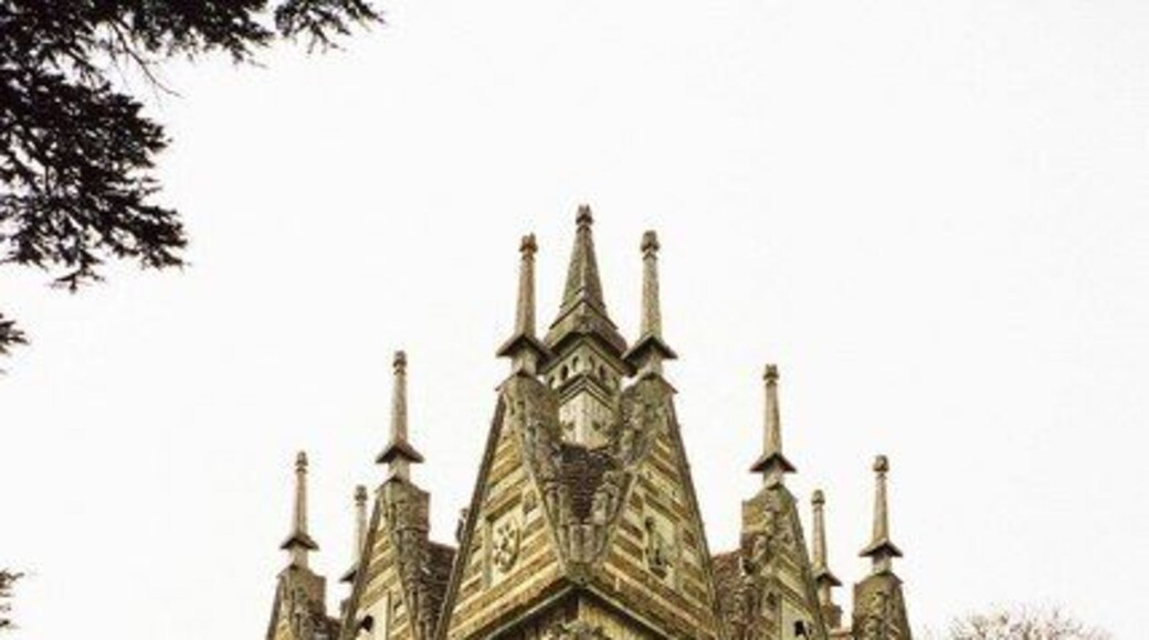 Rushton Triangular Lodge, Northamptonshire, England. Everything here has to do with the number 3. The building is 3-sided, each with 3 windows and 3 gables (triangular of course), and an inscription of 33 letters measuring 33 feet in length. It is a 3-storey building and is topped by a 3-sided chimney. It was built by a man with a name suggesting the number 3 – Sir Thomas Tresham – between 28 July 1594 and 29 September 1597 and it symbolises the Holy Trinity. Tresham's coat of arms consists of three trefoils.