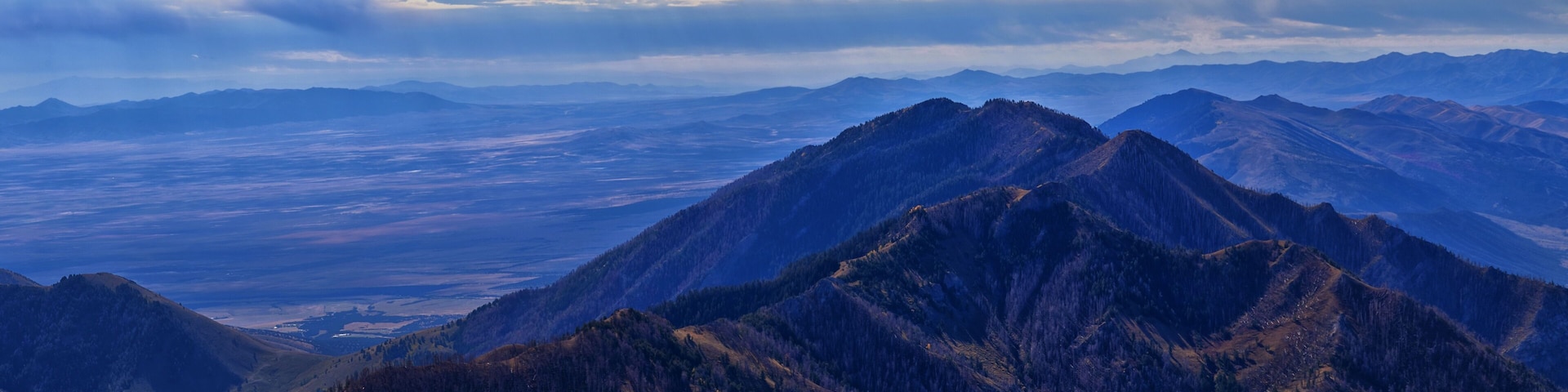 Deseret Peak views hiking by Oquirrh Mountain Range Rocky Mountains, Utah. United States.