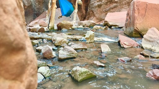 Hiking through slot canyons and rounded the bend to see this hammock set up just above the waterfall. What a perfect spot!!!
#adventure