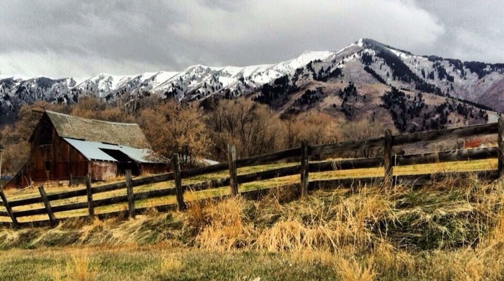 Layton #Utah, #barn and wasatch #mountains.