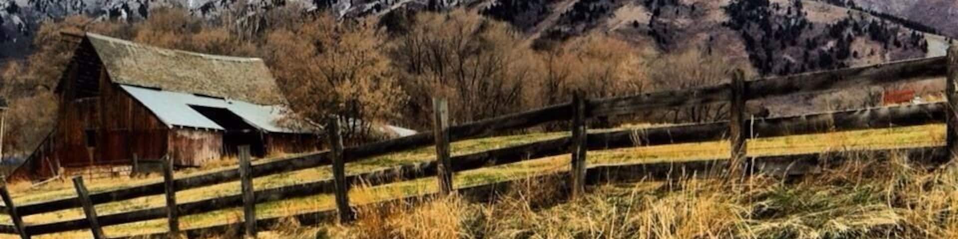 Layton #Utah, #barn and wasatch #mountains.