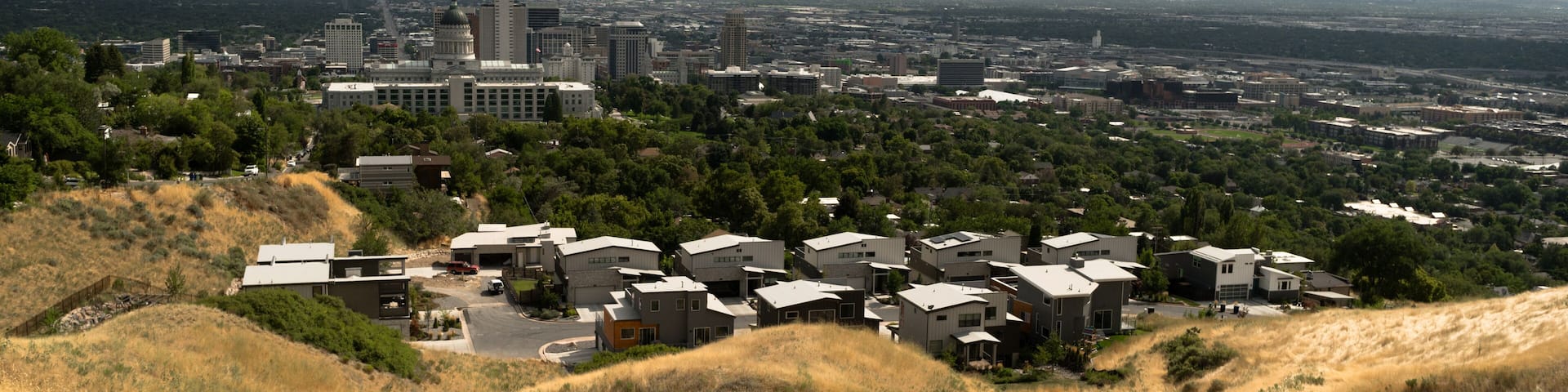 Capital Dominates Salt Lake City Skyline Looking South