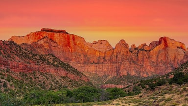 Sunset over Towers of the Virgin in Zion National Park