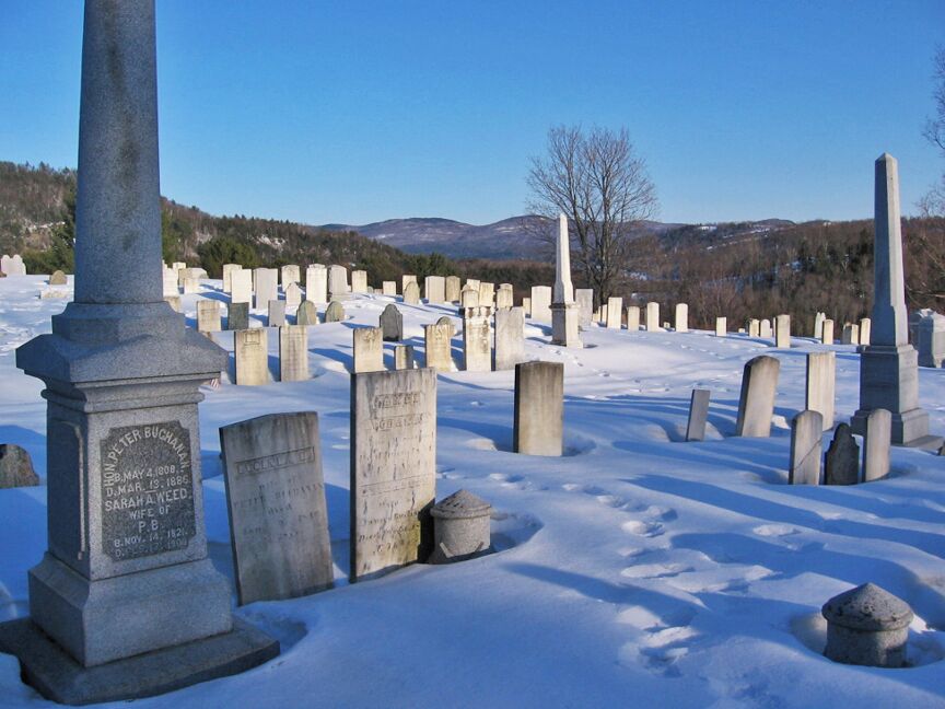 Tracking down a few ancestors, we happened across a beautifully typical New England vista. #snow