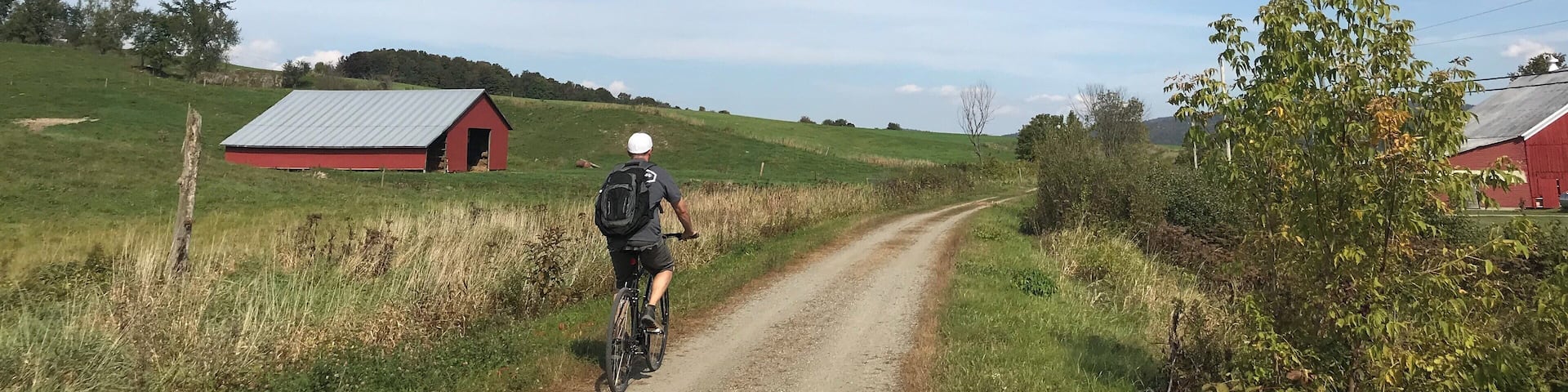 Bike riding along the Missisquoi Valley Rail Trail in Vermont.