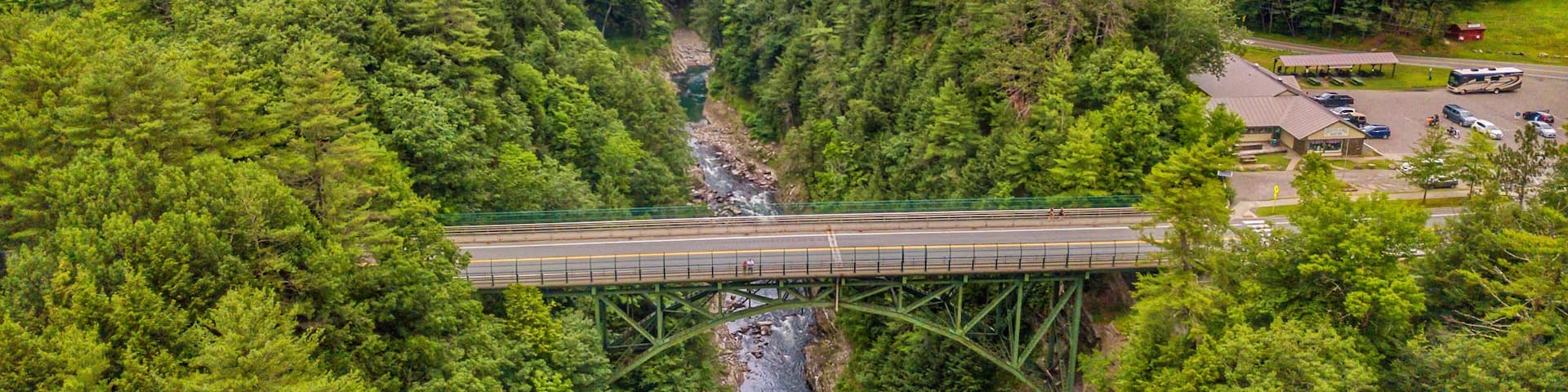 Drone shot of the route 4 bridge over Quechee Gorge. Ps I am standing on the bridge 😁