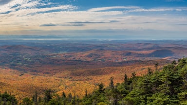 View from the summit of Mount Mansfield near Stowe in Vermont towards Lake Champlain and Adirondacks