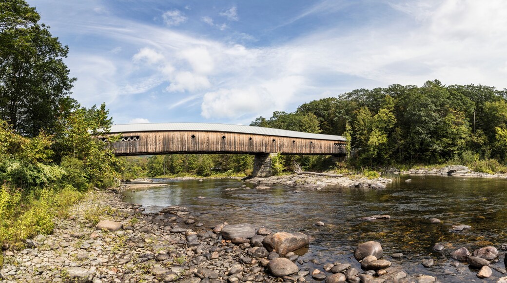 Longest covered Bridge in Brattleboro Vermont over the West river