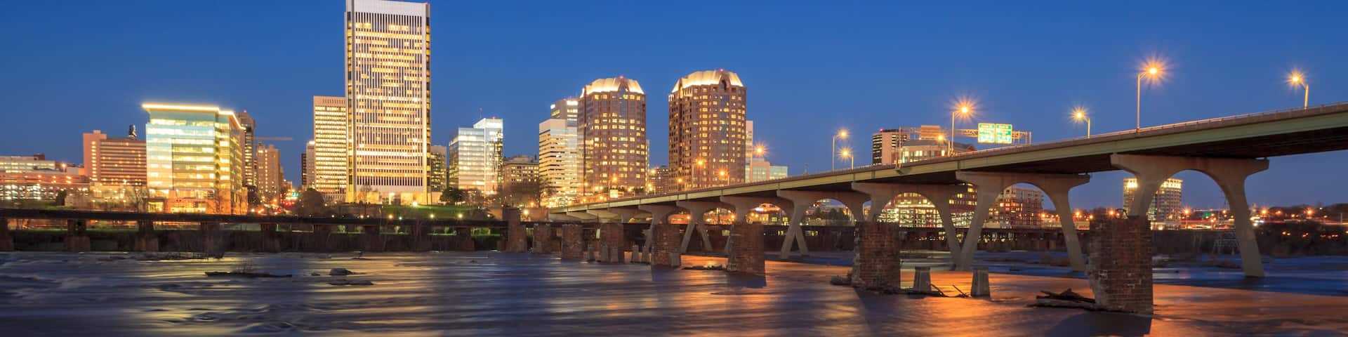 Richmond skyline reflected in the James River