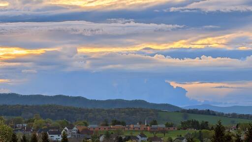 Mountain sunset with storm brewing