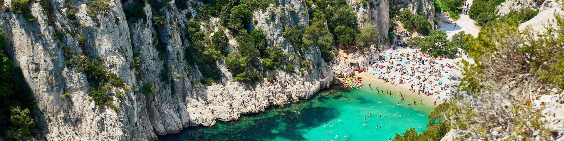 Calanque "d'En-Vau" in the Calanques National Park next to Marseilles in Provence, southern France. The French Fiords.