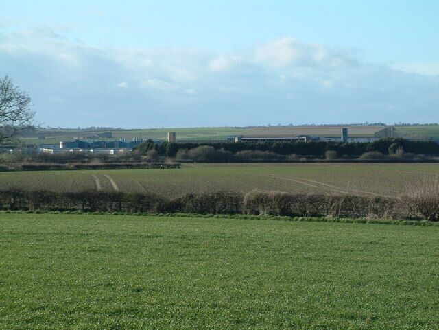Farmland Towards Carnaby Industrial Estate, north-north-west of Fraisthorpe, East Riding of Yorkshire, England.